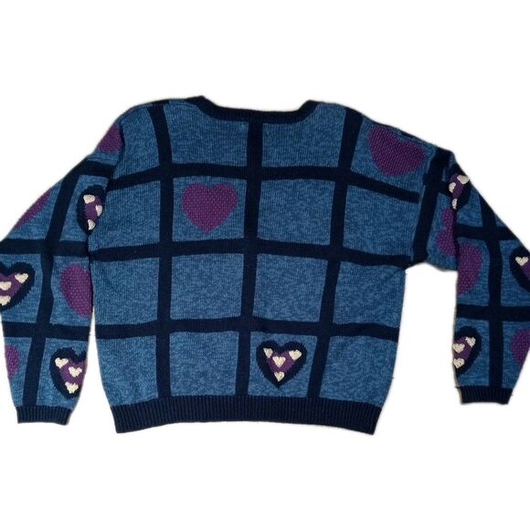 VTG Christopher & Banks Hand Embroidered Cardigan Sweater L  Hearts Gold Buttons - Picture 2 of 6